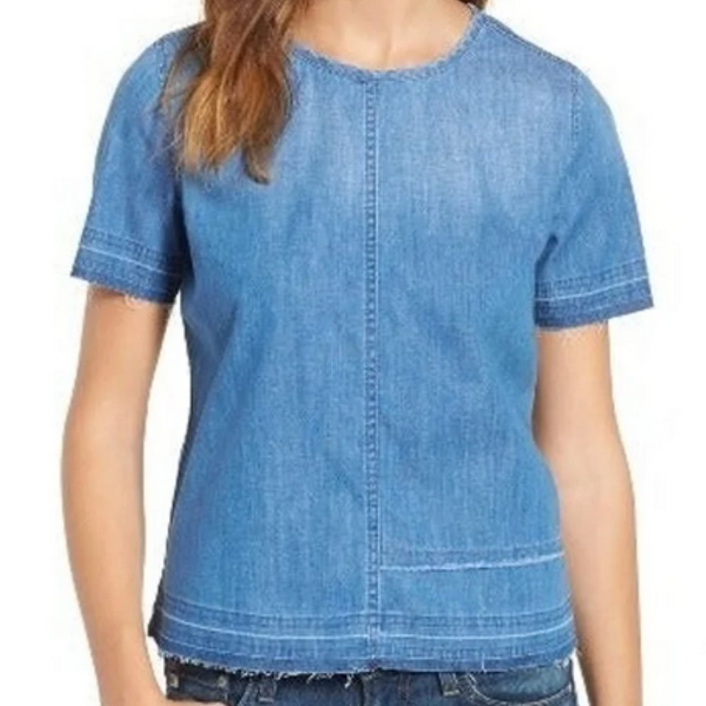 AG Adriano Goldschmied Denim Shirt Tawny Short Sleeve size S NWT